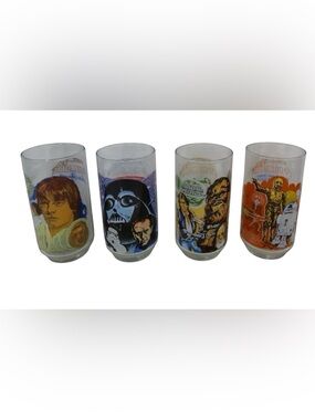 Star Wars Vintage 1977 Burger King Complete Glass Set x4pc